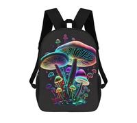 sinyumoney Zaino scolastico stampato in 3D per bambini al neon basket hoop zaino scolastico per bambini, borsa da viaggio, borsa per libri alla moda, grande capienza, Mushrooms Colorful, 17"