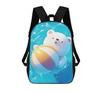 sinyumoney Zaino scolastico stampato in 3D per bambini bisonte chess zaino scolastico per bambini, borsa da viaggio, borsa per libri alla moda, grande capienza, Bear Beach Ball Water, 17"
