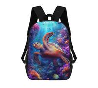 sinyumoney Zaino scolastico stampato in 3D per bambini cavaliere Halloween Art Zaino scolastico per bambini, borsa da viaggio, borsa per libri alla moda, grande capienza, Sea Turtle In Coral Reef, 17"