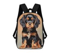 sinyumoney Zaino scolastico stampato in 3D per bambini cavaliere Halloween Art Zaino scolastico per bambini, borsa da viaggio, borsa per libri alla moda, grande capienza, Black And Tan Cavalier King