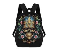 sinyumoney Zaino scolastico stampato in 3D per bambini cavaliere Halloween Art Zaino scolastico per bambini, borsa da viaggio, borsa per libri alla moda, grande capienza, Mesoamerican Skull 1, 17"