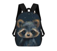 sinyumoney Zaino scolastico stampato in 3D per bambini cute whimsical Sheep zaino scolastico per bambini, borsa da viaggio, borsa per libri alla moda, grande capienza, Cute Whimsical Raccoon, 17"