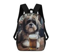 sinyumoney Zaino scolastico stampato in 3D per bambini cute whimsical Sheep zaino scolastico per bambini, borsa da viaggio, borsa per libri alla moda, grande capienza, Cute Dog Drinking Beer, 17"