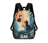 sinyumoney Zaino scolastico stampato in 3D per bambini due Frogs on A Branch Zaino scolastico per bambini, borsa da viaggio, borsa per libri alla moda, grande capienza, Two Cats In A Garden, 17"