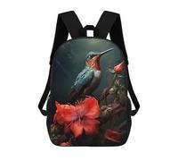 sinyumoney Zaino scolastico stampato in 3D per bambini due Frogs on A Branch Zaino scolastico per bambini, borsa da viaggio, borsa per libri alla moda, grande capienza, Bird and Flowers, 17"