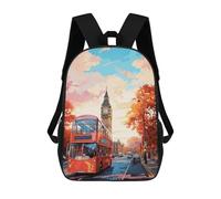 sinyumoney Zaino scolastico stampato in 3D per bambini giustizia zaino scolastico per bambini, borsa da viaggio, borsa per libri alla moda, grande capienza, London Oil Painting, 17"