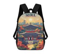 sinyumoney Zaino scolastico stampato in 3D per bambini giustizia zaino scolastico per bambini, borsa da viaggio, borsa per libri alla moda, grande capienza, Seoul Cityscape With Tempio, 17"
