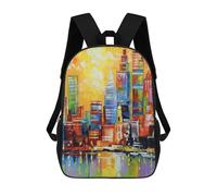 sinyumoney Zaino scolastico stampato in 3D per bambini giustizia zaino scolastico per bambini, borsa da viaggio, borsa per libri alla moda, grande capienza, Bright New York City, 17"