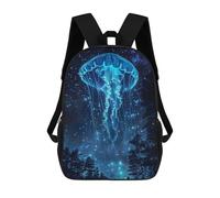 sinyumoney Zaino Scolastico Stampato in 3D Per Bambini Glowing Jellyfish in Starry Night Forest Zaini Per Bambini 17inch Per Ragazzi E Ragazze Borse Per Libri Borsa Scolastica Per Bambini