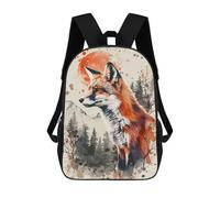 sinyumoney Zaino scolastico stampato in 3D per bambini, grande capacità, ideale per viaggi e libri (17 pollici), Fox Nature Watercolor, 17"