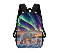 sinyumoney Zaino scolastico stampato in 3D per bambini, grande capacità, ideale per viaggi e libri., Aurora Over Polar Bears, 17"