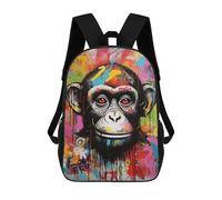sinyumoney Zaino scolastico stampato in 3D per bambini, grande capacità, ideale per viaggi e libri., Banksy Graffiti Ape Monkey, 17"