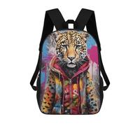 sinyumoney Zaino scolastico stampato in 3D per bambini, grande capacità, ideale per viaggi e libri., Banksy Art Leopard Hoodie, 17"