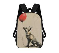 sinyumoney Zaino scolastico stampato in 3D per bambini, grande capacità, ideale per viaggi e libri., Banksy Fox Red Balloon, 17"