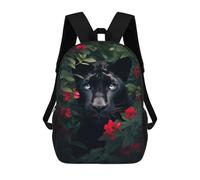 sinyumoney Zaino scolastico stampato in 3D per bambini, grande capacità, ideale per viaggi e libri., Black Panther Red Flowers, 17"