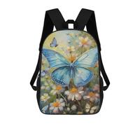 sinyumoney Zaino scolastico stampato in 3D per bambini, grande capacità, ideale per viaggi e libri., Blue Butterfly Painting, 17"