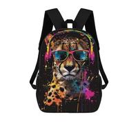 sinyumoney Zaino scolastico stampato in 3D per bambini, grande capacità, ideale per viaggi e libri., Cheetah Colorful, 17"