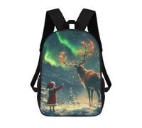 sinyumoney Zaino scolastico stampato in 3D per bambini, grande capacità, ideale per viaggi e libri., Christmas Eve Aurora Bore, 17"