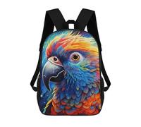 sinyumoney Zaino scolastico stampato in 3D per bambini, grande capacità, ideale per viaggi e libri., Colorful Parrot in Space, 17"