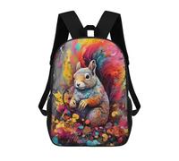 sinyumoney Zaino scolastico stampato in 3D per bambini, grande capacità, ideale per viaggi e libri., Colorful Squirrel Artwork, 17"