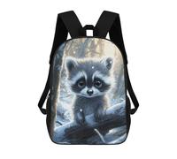 sinyumoney Zaino scolastico stampato in 3D per bambini, grande capacità, ideale per viaggi e libri., Cute Raccoon In Inverno, 17"