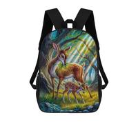 sinyumoney Zaino scolastico stampato in 3D per bambini, grande capacità, ideale per viaggi e libri., Enchanted Forest Deer Fawn, 17"