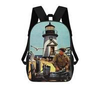 sinyumoney Zaino scolastico stampato in 3D per bambini, grande capacità, ideale per viaggi e libri., Fisherman, 17"
