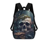 sinyumoney Zaino scolastico stampato in 3D per bambini, grande capacità, ideale per viaggi e libri., Forest Skull With Moss, 17"