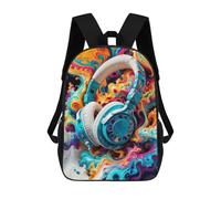 sinyumoney Zaino scolastico stampato in 3D per bambini, grande capacità, ideale per viaggi e libri., Headphone Dream, 17"