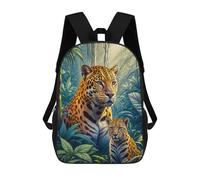 sinyumoney Zaino scolastico stampato in 3D per bambini, grande capacità, ideale per viaggi e libri., Jaguar With Cub In Forest, 17"