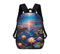 sinyumoney Zaino scolastico stampato in 3D per bambini, grande capacità, ideale per viaggi e libri., Lotus Flower At Sunset, 17"
