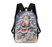sinyumoney Zaino scolastico stampato in 3D per bambini, grande capacità, ideale per viaggi e libri., Lovely Santa Claus, 17"