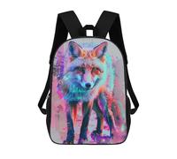 sinyumoney Zaino scolastico stampato in 3D per bambini, grande capacità, ideale per viaggi e libri., Neon Glitch Fox, 17"