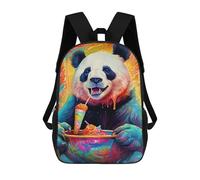 sinyumoney Zaino scolastico stampato in 3D per bambini, grande capacità, ideale per viaggi e libri., Panda Savoring Rainbow Treat, 17"