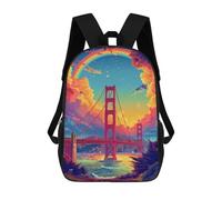 sinyumoney Zaino scolastico stampato in 3D per bambini, grande capacità, ideale per viaggi e libri., Pride Golden Gate, 17"