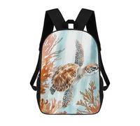 sinyumoney Zaino scolastico stampato in 3D per bambini, grande capacità, ideale per viaggi e libri., Sea Turtle Watercolor, 17"