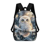 sinyumoney Zaino scolastico stampato in 3D per bambini, grande capacità, ideale per viaggi e libri., Snowy Owl Ritratto, 17"