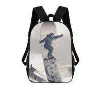 sinyumoney Zaino scolastico stampato in 3D per bambini, grande capacità, ideale per viaggi e libri., Snowboard Art Installazione, 17"