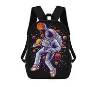 sinyumoney Zaino scolastico stampato in 3D per bambini, grande capacità, ideale per viaggi e libri., Space Basketball Adventure, 17"