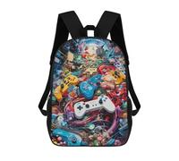 sinyumoney Zaino scolastico stampato in 3D per bambini, grande capacità, ideale per viaggi e libri., Video Game Controllers In Artistic Chaos, 17"