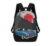 sinyumoney Zaino scolastico stampato in 3D per bambini, grande capacità, ideale per viaggi e libri., Vintage Car, 17"