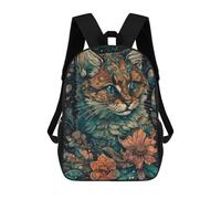 sinyumoney Zaino scolastico stampato in 3D per bambini, grande capacità, ideale per viaggi e libri., Whimsical Cat Garden Artwork, 17"