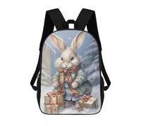 sinyumoney Zaino scolastico stampato in 3D per bambini, grande capacità, ideale per viaggi e libri., Xmas Rabbit For Kids, 17"