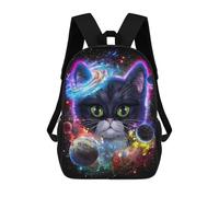 sinyumoney Zaino scolastico stampato in 3D per bambini, ideale per viaggi e libri., Cosmic Cat Dreamscape-2, 17"