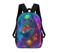 sinyumoney Zaino scolastico stampato in 3D per bambini, ideale per viaggi e libri., Cosmic Wolf Ritratto, 17"