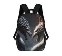 sinyumoney Zaino scolastico stampato in 3D per bambini, ideale per viaggi e libri., Dragon Duel Black Vs White, 17"