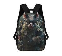 sinyumoney Zaino scolastico stampato in 3D per bambini, ideale per viaggi e libri., Pig Soldier Gear, 17"