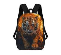 sinyumoney Zaino scolastico stampato in 3D per bambini, ideale per viaggi e libri., Tiger In Flames, 17"