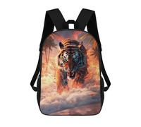 sinyumoney Zaino scolastico stampato in 3D per bambini, ideale per viaggi e libri., Tiger On Fire Beach, 17"