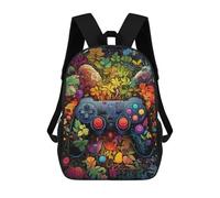 sinyumoney Zaino scolastico stampato in 3D per bambini, ideale per viaggi e libri., Video Game Controller In Nature -1, 17"